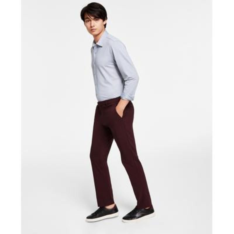 Tommy Hilfiger Mens Modern Fit TH Flex Stretch Pants Wine 40 x 32