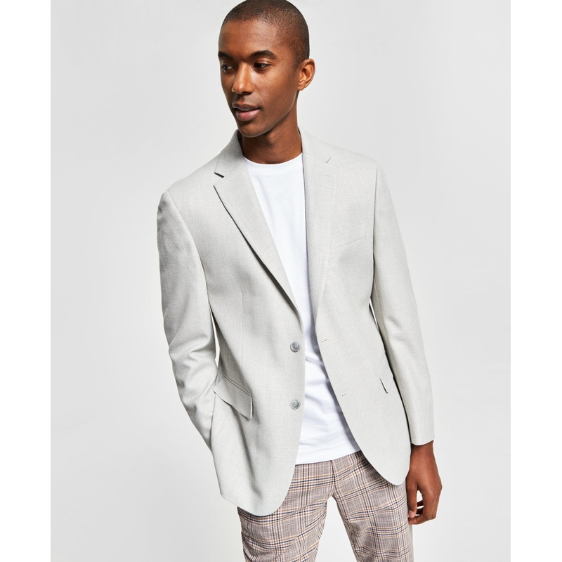 Tommy Hilfiger Mens Slim-Fit Solid Weave Blazer Grey 40S