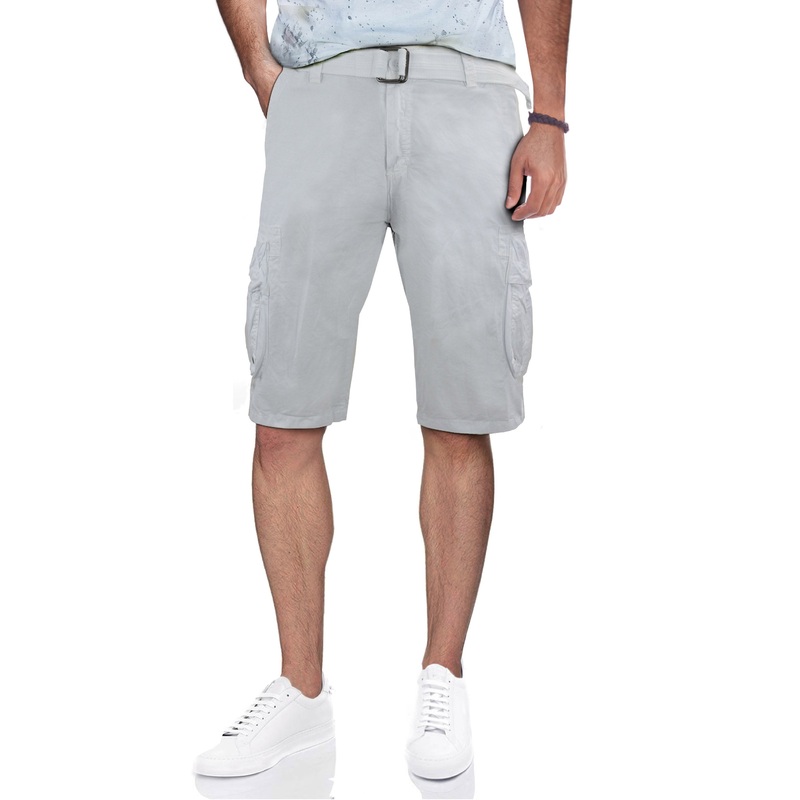 X-Ray Men's Belted Double Pocket Cargo Shorts White 40W