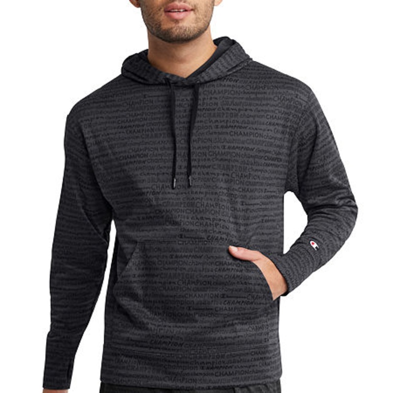 Champion Mens Logo Print Game Day Fleece Pullover Hoodie Sweatshirt Medium Grey