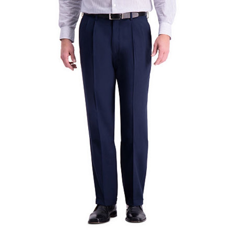 Haggar Men's Comfort Stretch Classic-Fit Dress Pants Blue Indigo 36 x 31