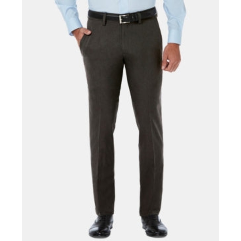 Haggar Men's Cool 18 Pro Slim-Fit Dress Pants Dark Heather Grey 36 x 29