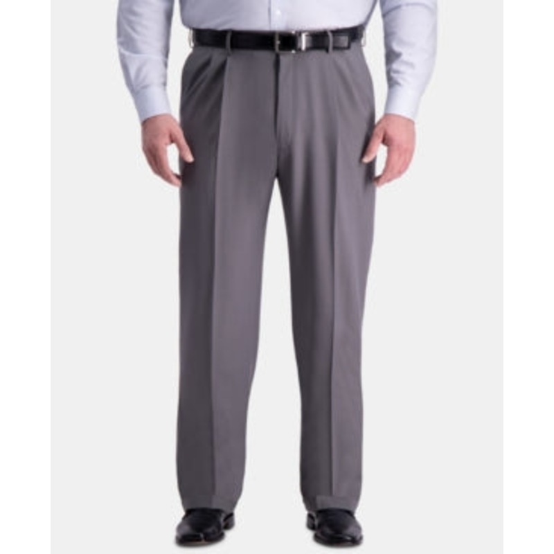 Haggar Mens Big & Tall Comfort Stretch Dress Pants Grey 44 x 32