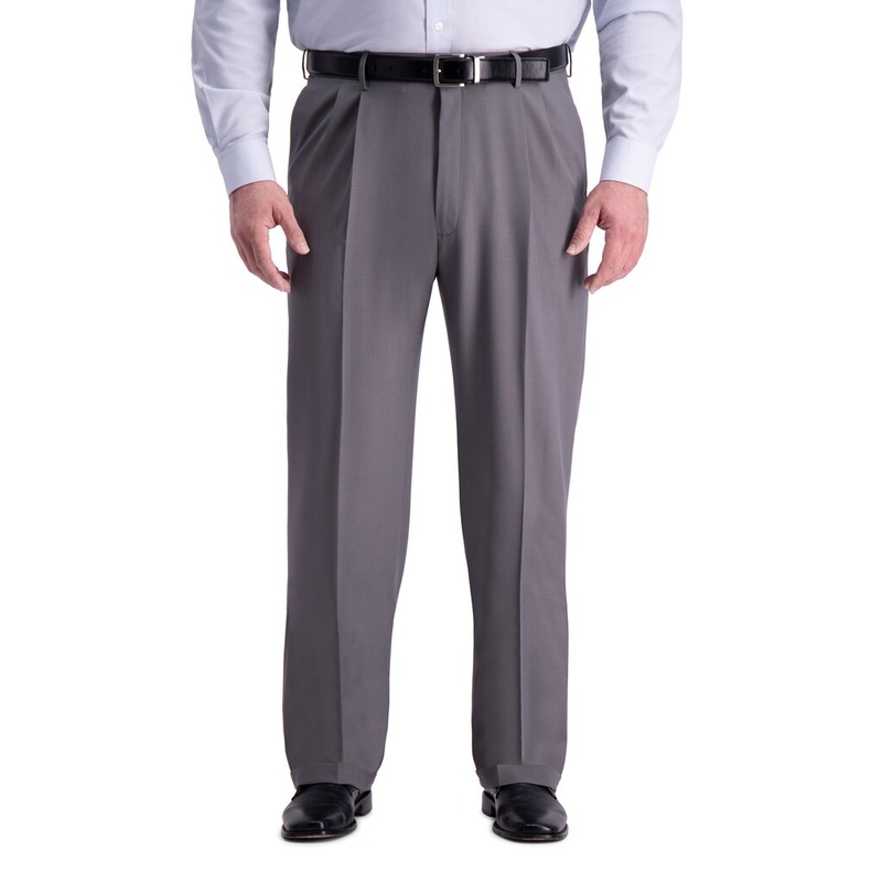 Haggar Mens Big & Tall Premium Comfort Stretch Dress Pants Grey 48 x 34