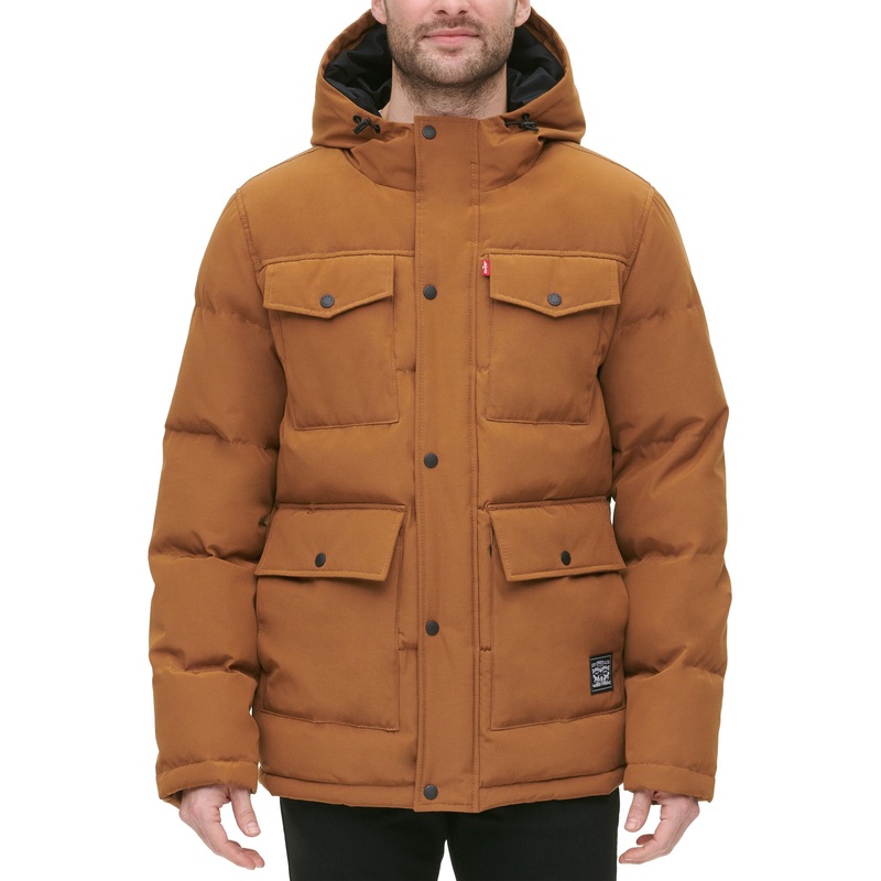 Levis Mens Quilted Worker Brown Jacket XLarge