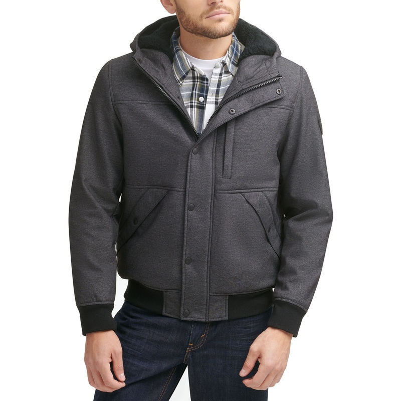 Levis Mens Soft Shell Coat Sherpa Lined Hooded  Gray XL