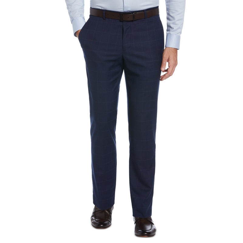 Perry Ellis Portfolio Mens Slim Fit Flat Front Dress Pants Navy 32 x 30