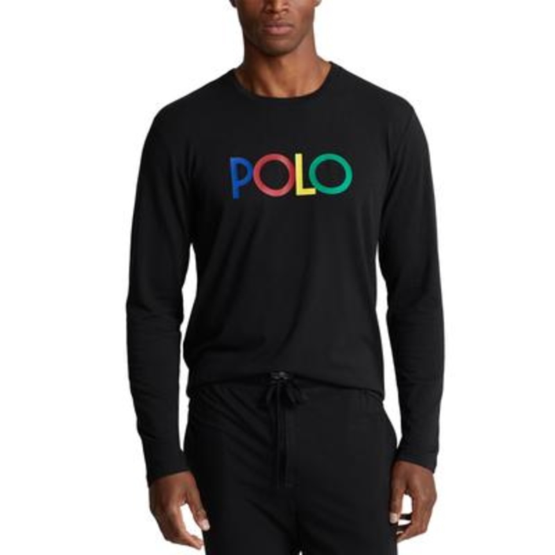 Polo Ralph Lauren Mens Logo Long Sleeve Sleep Shirt Black Large