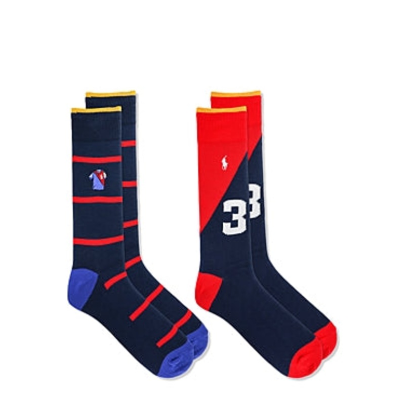 Polo Ralph Lauren Mens Silk Socks 2 Pack Navy Red 10-13