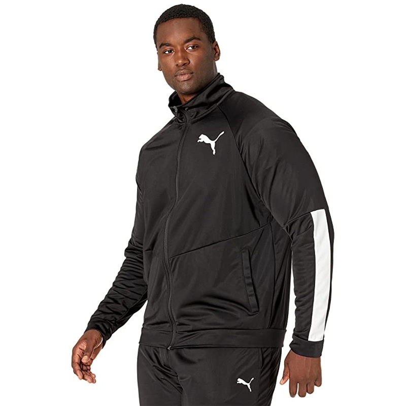 Puma Mens Contrast Zip-Front Track Black white Large Tall