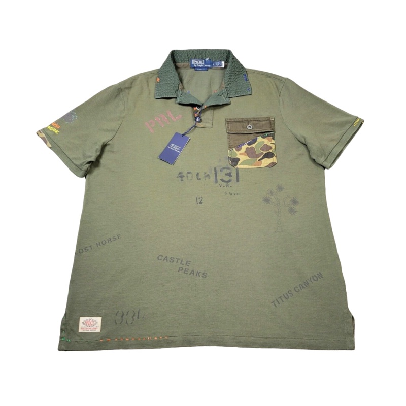 Ralph Lauren Polo Shirt Mesh Large Mens Camo South West Expedition Green