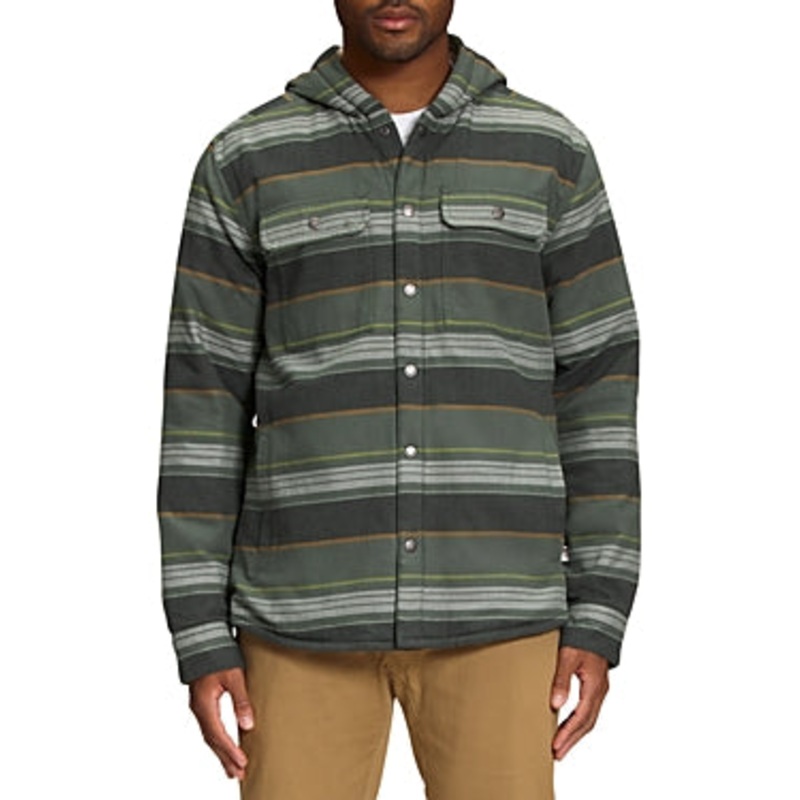 The North Face Campshire Hooded Fleece Lined Shirt Jacket Small Green