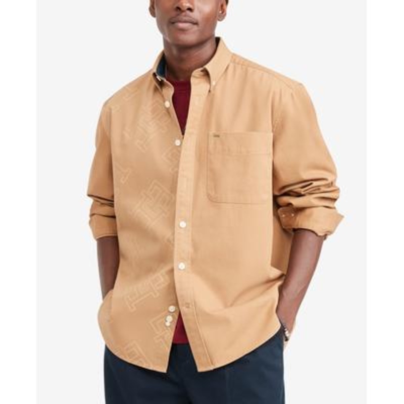 Tommy Hilfiger Men's Monogrammed Brown Long Sleeve XL