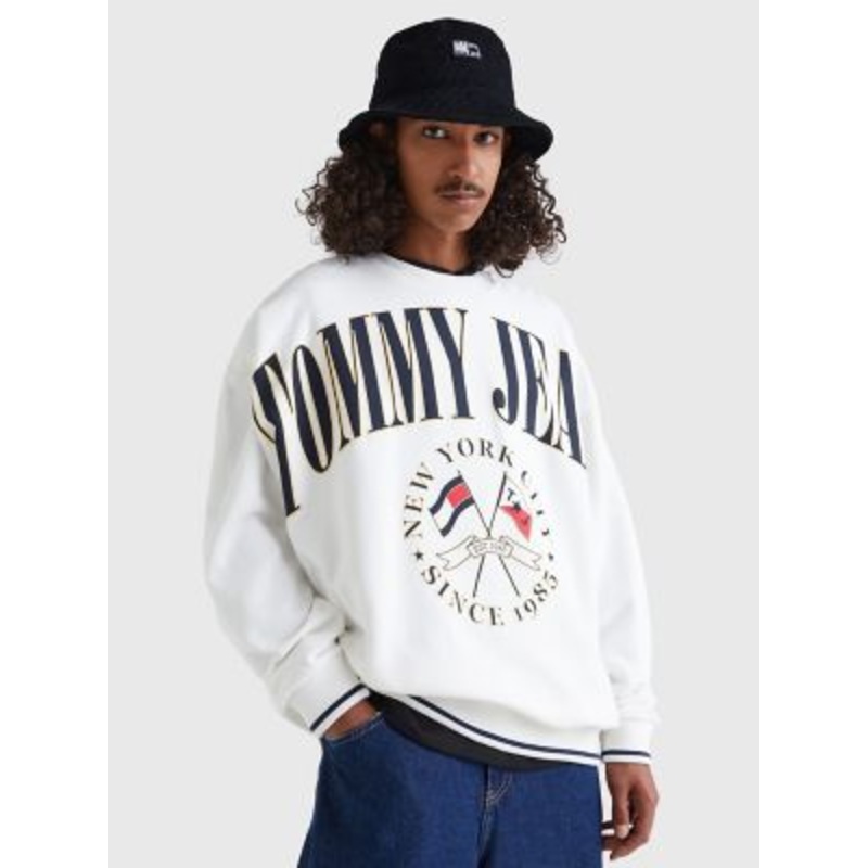 Tommy Hilfiger Tommy Jeans Men's Skater Logo Crewneck Sweatshirt White XL