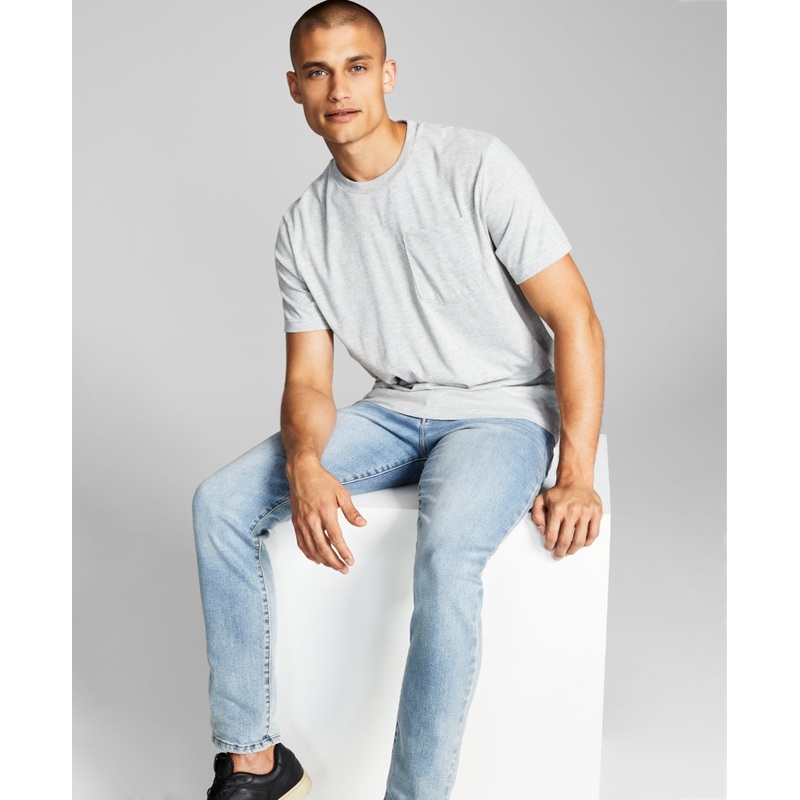 And Now This Men's Ash Grey Solid Pocket T-Shirt Short Sleeve Small