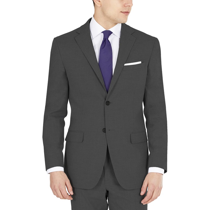 DKNY Mens Modern Fit Stretch Suit Jacket Charcoal 40R