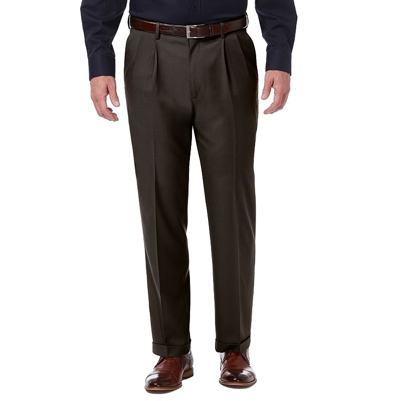 Haggar Men's Comfort Stretch Classic-Fit Pants - Dark Chocolate 34x30US