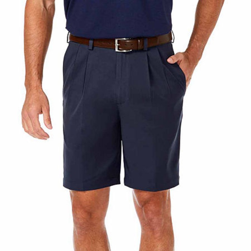 Haggar Men's Cool 18 Pro Pleat Shorts Blue Regular Fit 36W