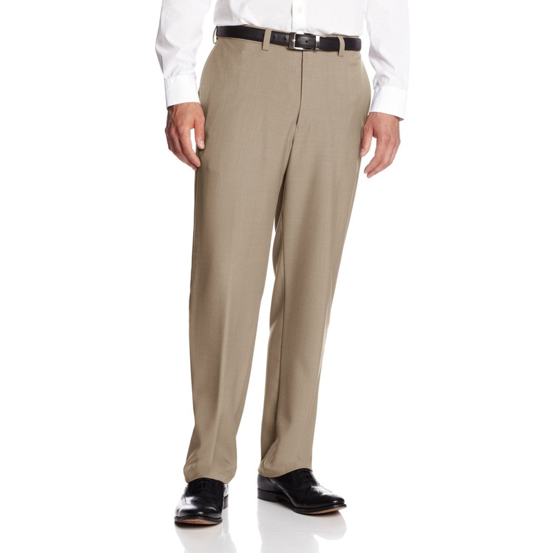 Haggar Men's Dress Pants Eclo Stria Classic Fit  Taupe 36 x 30