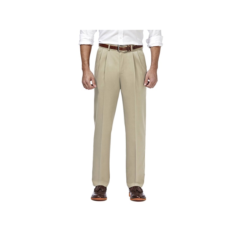Haggar Men's Premium No Iron Khaki Pants Classic Fit 44 x 30