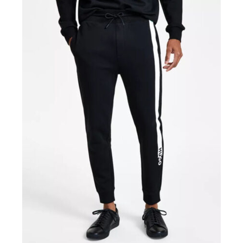 Hugo by Hugo Boss Men's Dexray Logo Stripe Drawstring Sweatpants Black White XXL