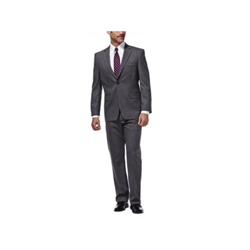 J. M. Haggar Mens Stretch Sharkskin Suit Jacket Grey 52L