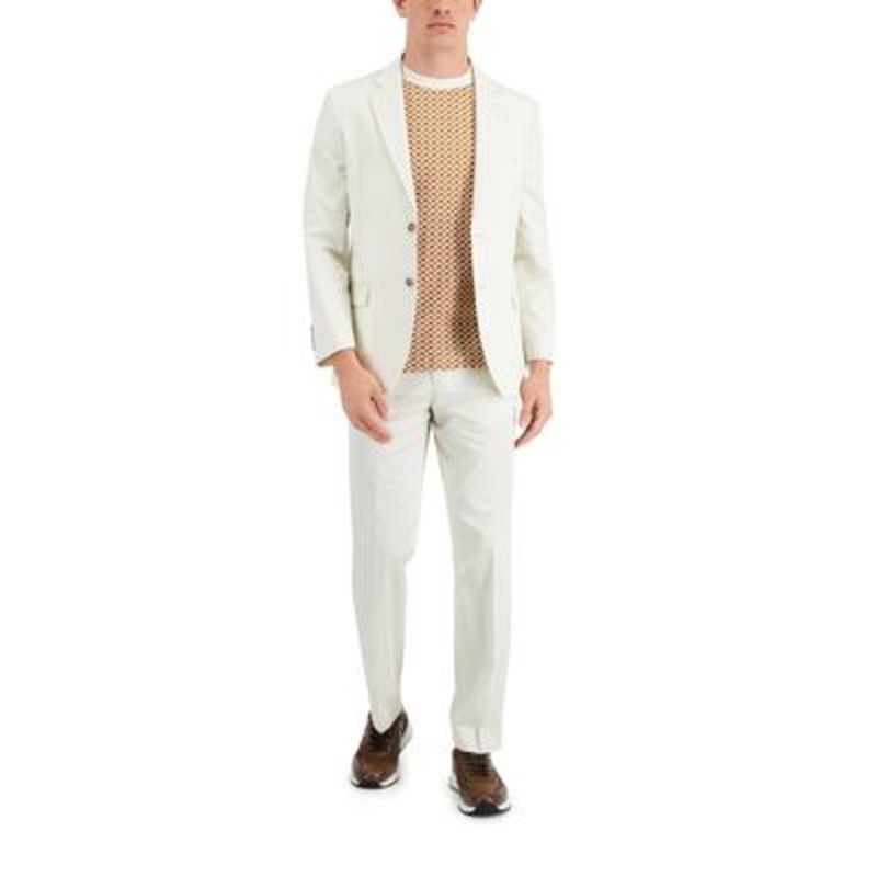 Nautica Men's Modern-Fit Stretch Suit 40R / 34 x 32 Off White / Cream Cotton