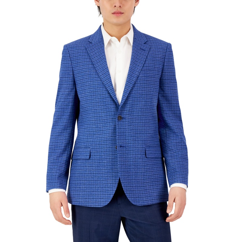 Nautica Modern-Fit Plaid Sport Coat Blue Check 42R