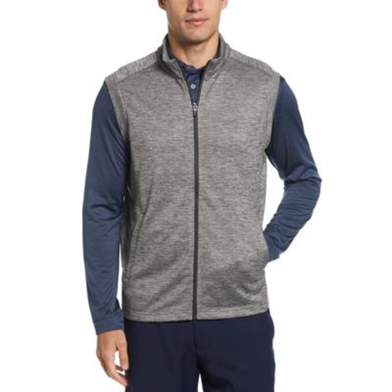 PGA TOUR Mens Abstract Textured Full-Zip Vest Grey Heather Medium
