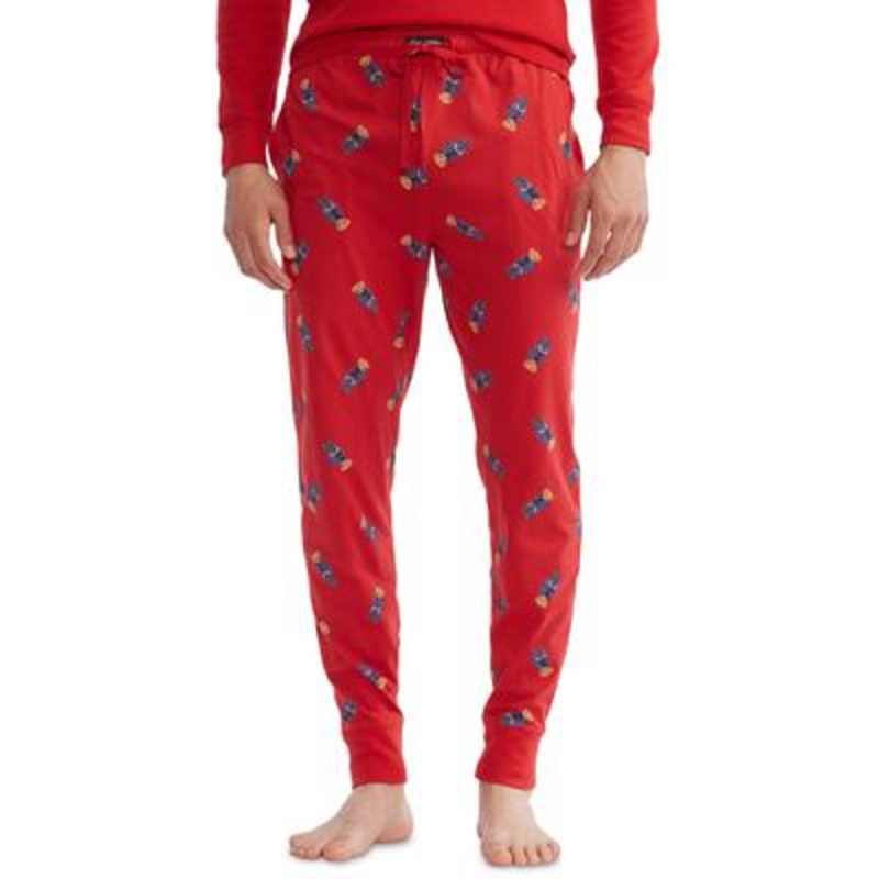 Polo Ralph Lauren Mens Sun Valley Polo Bear Print Knit Pajama Pants Red Medium