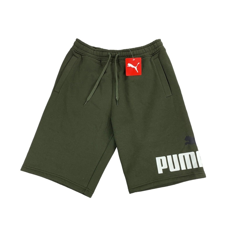 Puma Men's Big Logo Fleece Shorts Forest Night Green  Size Large