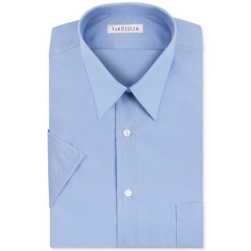 Van Heusen Men's Short Sleeve Dress Shirt Regular Fit Poplin Solid - 14.5" Neck