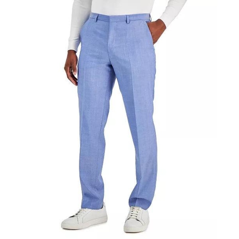 Hugo Boss Men's Modern-Fit Solid Suit Wool Dress Pants Light Blue 34 x 32