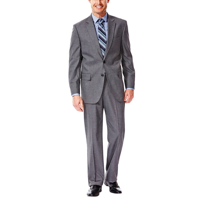 J.M. Haggar Mens Stretch Sharkskin Suit Jacket Grey 42R