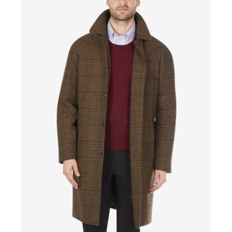 Lauren Ralph Lauren Men's Luciano Classic Fit Plaid Overcoat Brown Black 36R
