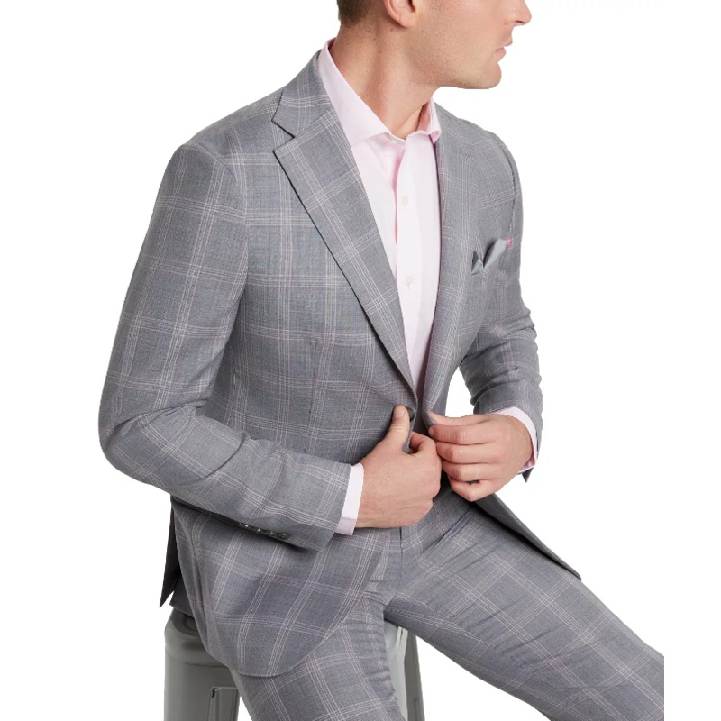 Tallia Men's Slim-Fit Wool Suit Jacket Grey Pink 42L