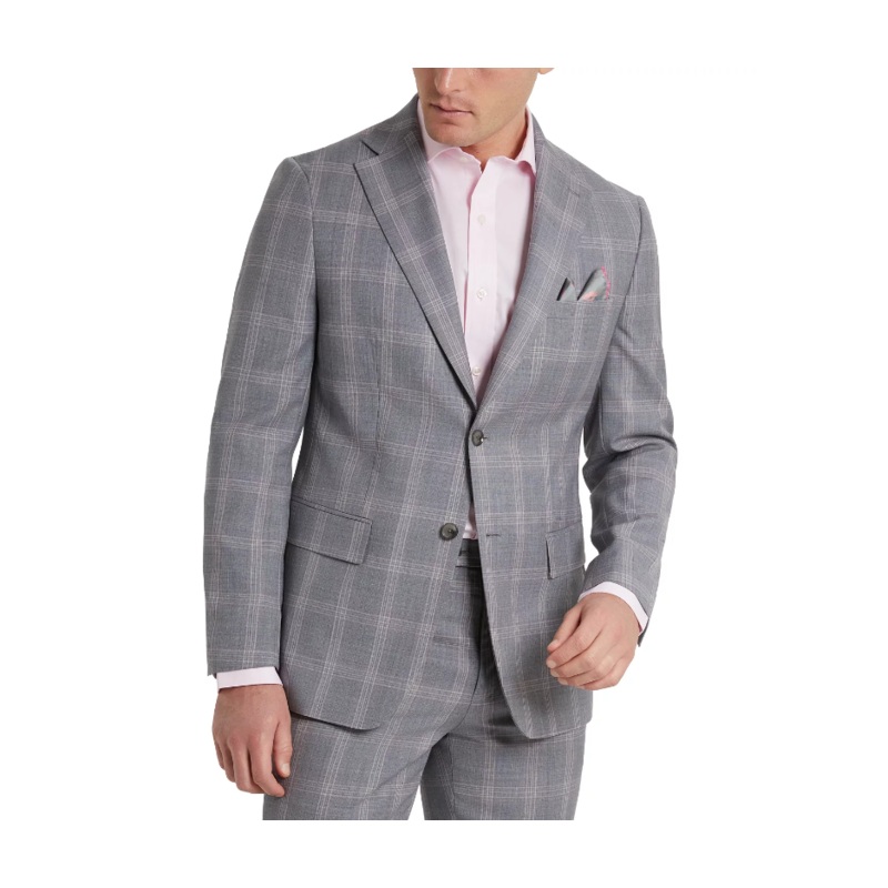 Tallia Mens Slim Fit Wool Suit Jacket Grey pink 36S