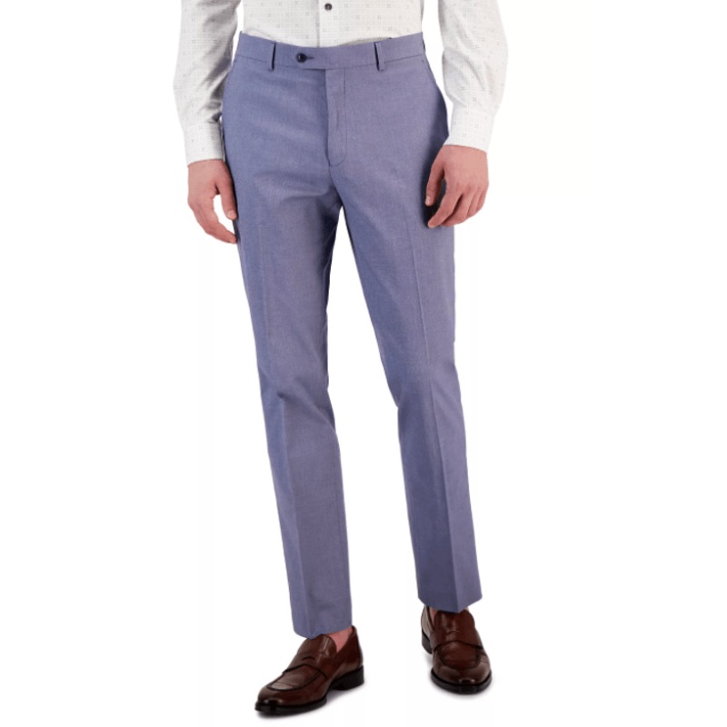 TOMMY HILFIGER Mens Dress Pants 40 X 32 Blue Modern-Fit TH Flex Stretch Chambray