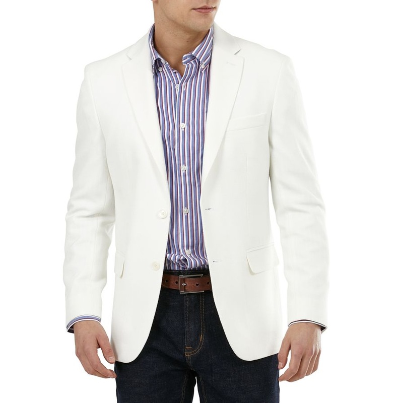 Tommy Hilfiger Mens Slim Fit Solid Weave Blazer 38R Sport Coat Cream White