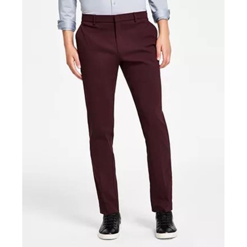 Tommy Hilfiger Modern Fit Comfort Performance Pants 34 x 30 Burgundy Flat Front