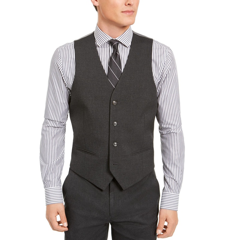 Alfani Men's Classic-Fit Charcoal Suit Vest Small