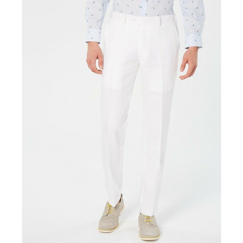 Bar III Men's Slim-Fit Linen Suit Pants White 34 x 32