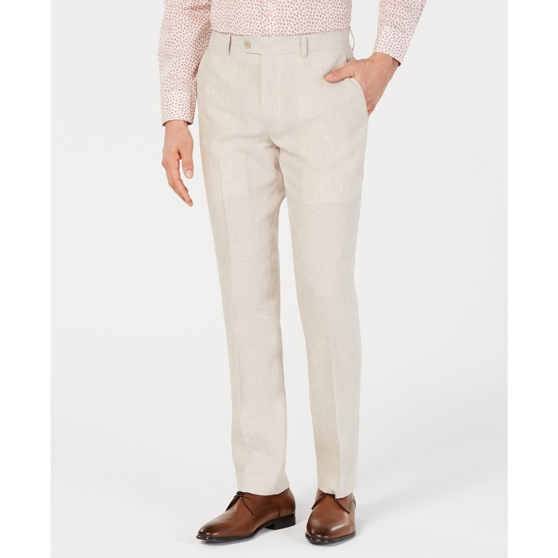 Bar III Mens Slim Fit Linen Suit Pants Tan 38 x 30