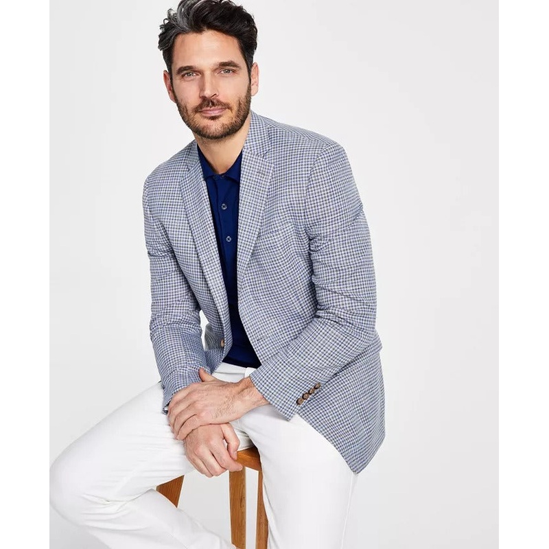 Lauren Ralph Lauren Mens Classic-Fit UltraFlex Sport Coat Grey Blue 38R