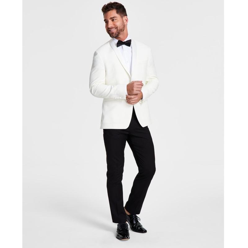 Lauren Ralph Lauren Mens Wool-Blend Suit Jacket Off White 46L