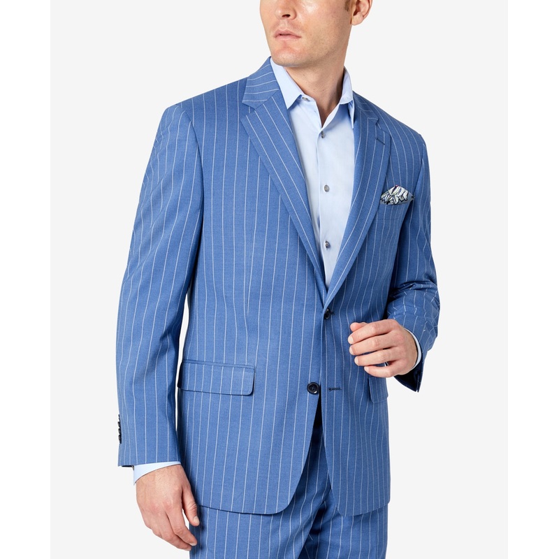 Sean John Men's Classic-Fit Suit Jacket Blue Stripe 38R