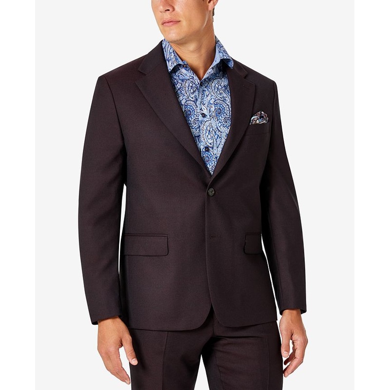 Tallia Mens Burgundy Red Wool Suit Jacket 48R