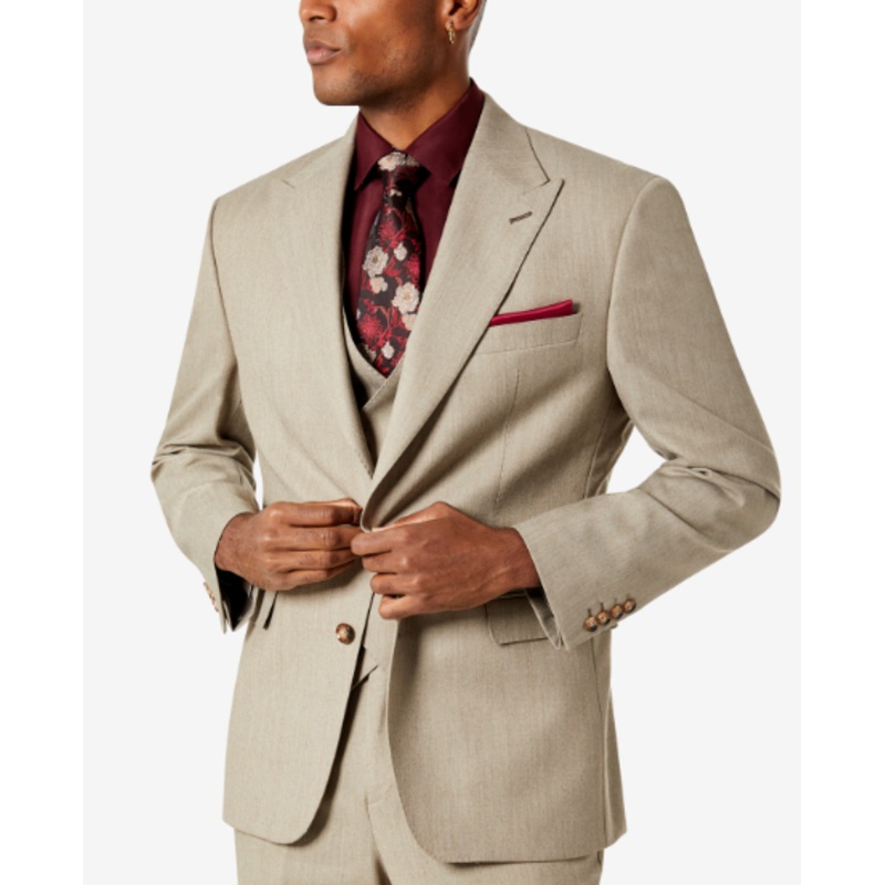 Tayion Mens Beige Wool Blend Suit Jacket 42S