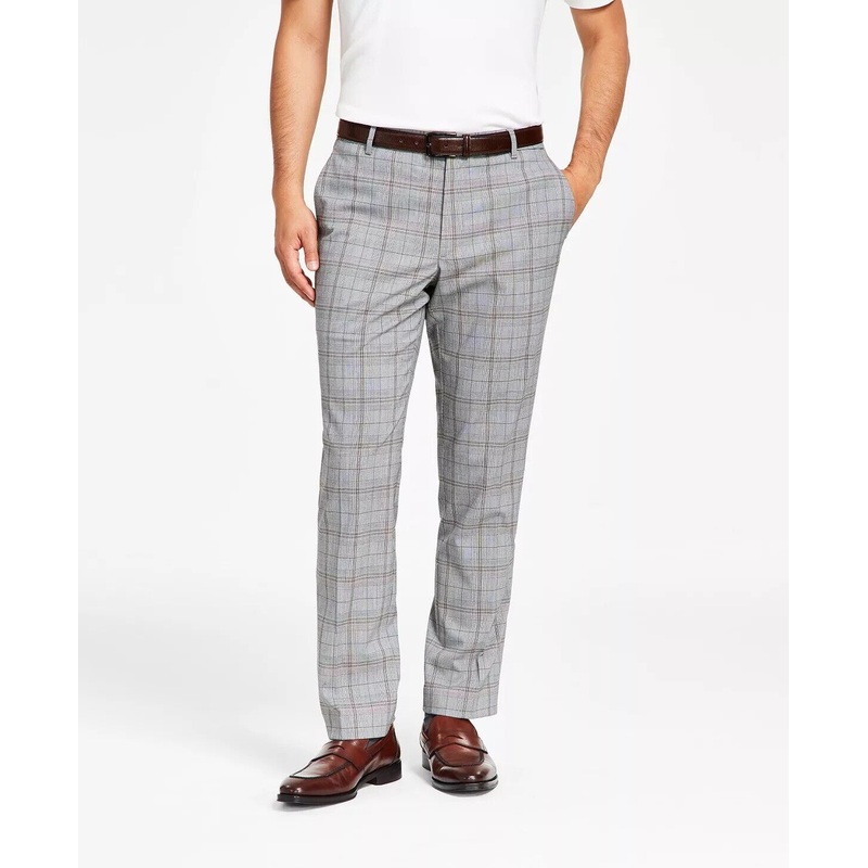 Tommy Hilfiger Men's Modern-Fit Stretch Performance Pants Grey Pattern 33 x 32