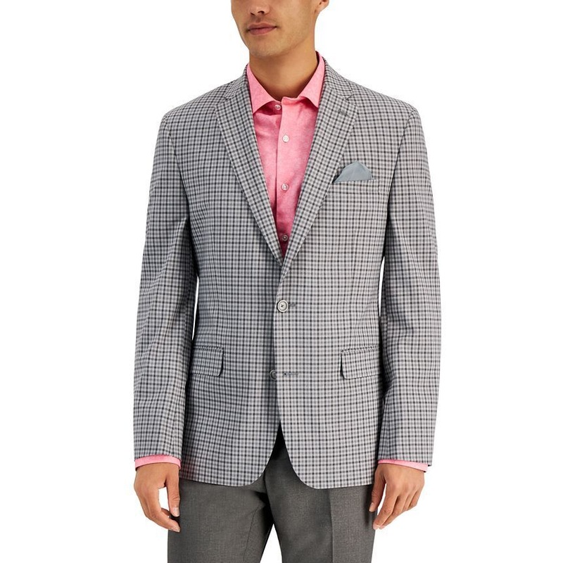 Bar III Men's Check Print Slim Fit Blazer 40L
